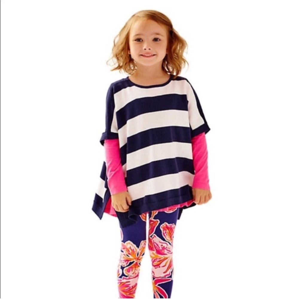 Lilly Pulitzer Striped Navy White‎ Poncho Large